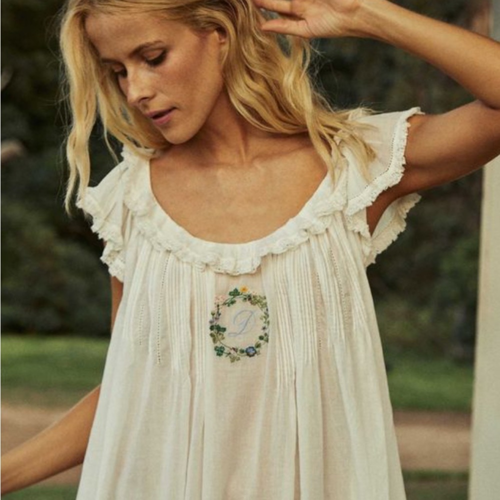 NWT Doen Clarita “C” Nightgown in Salt - Size Small